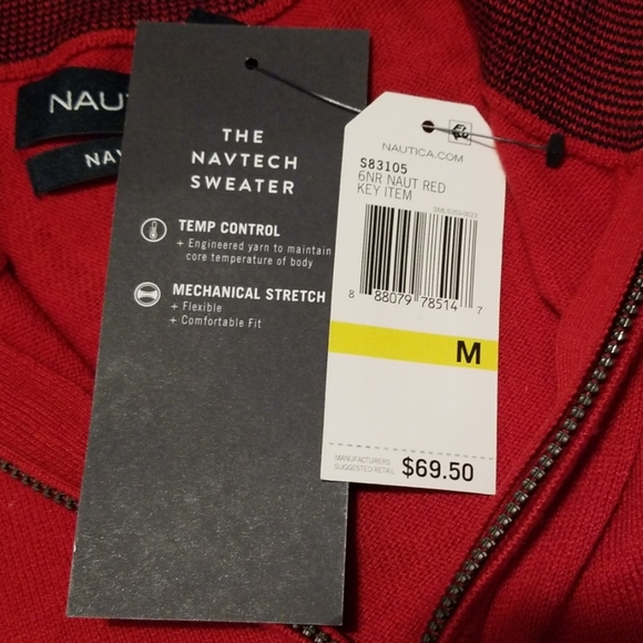 Nautica quarter zip Navtech sweater, red - Picture 3 of 3